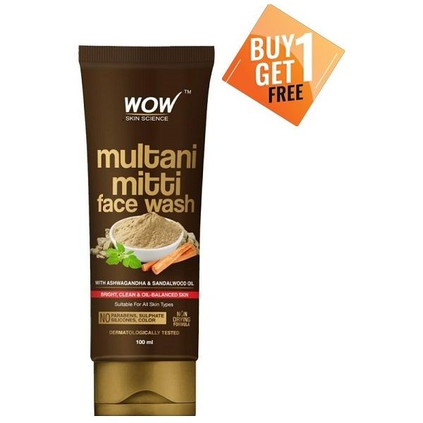 Wow Skin Science Face Wash - Multani Mitti, 100ml (Buy 1 Get 1 Free)