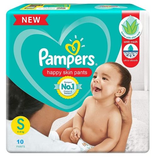 Pampers Happy Skin Baby Diaper Pants - S, 10pcs