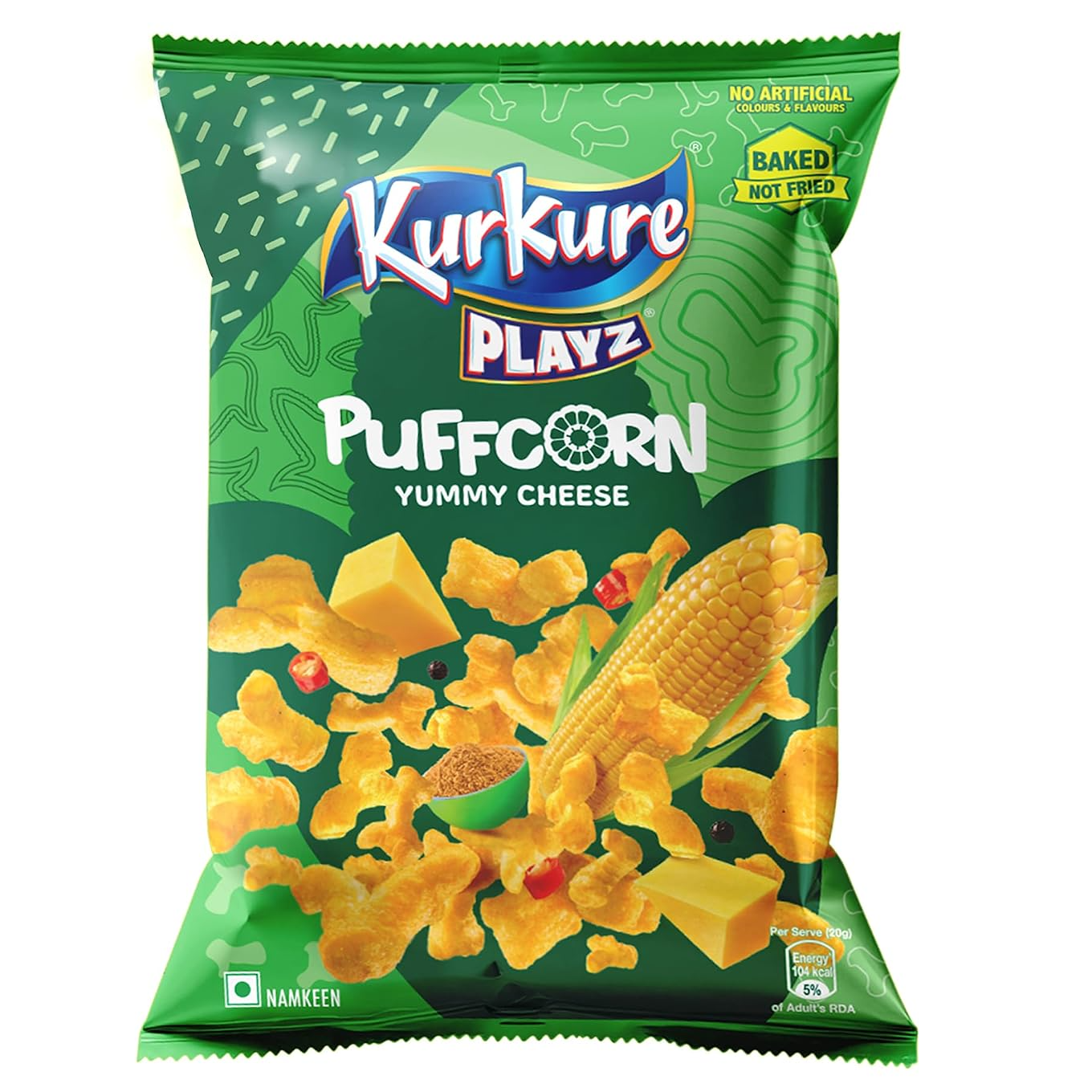 Kurkure Puffcorn Namkeen - Yummy Cheese, 55g