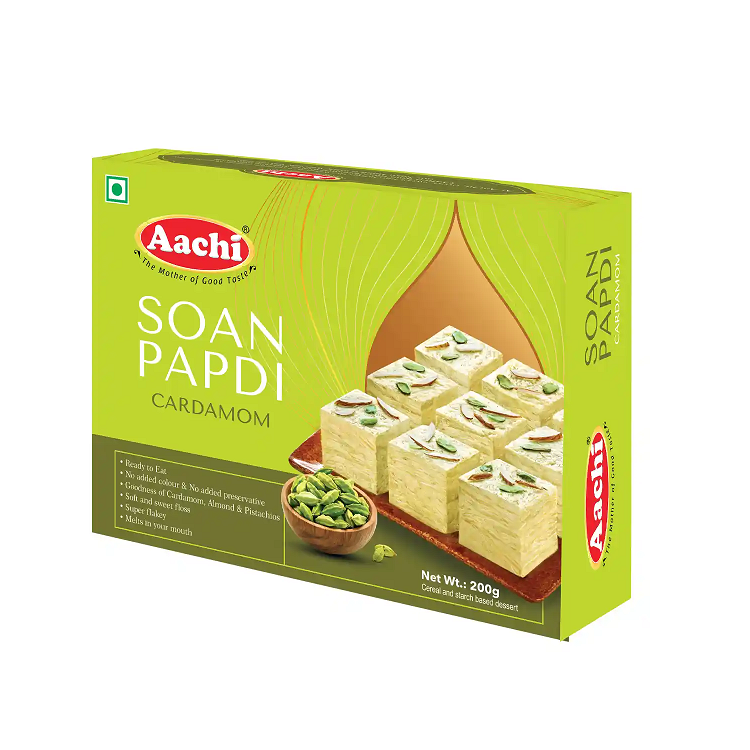 Aachi Soan Papdi Carton - Cardamom, 200g