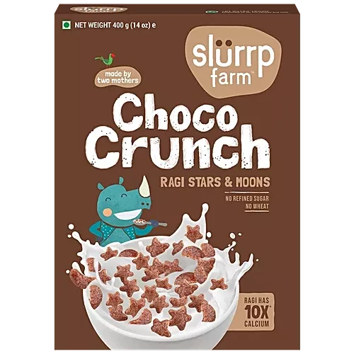 Slurrp Farm Choco Crunch Chocolate Cereal - Ragi Stars and Moons, 400g