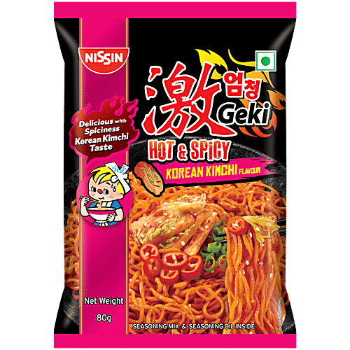 Nissin Geki Hot & Spicy Instant Noodles - Korean Kimchi, 80g