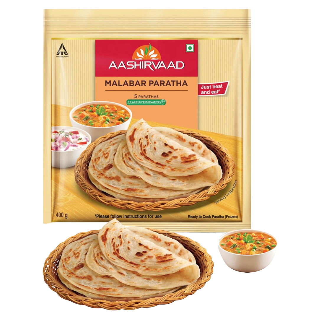 Aashirvaad Ready To Cook Malabar Paratha, 400g