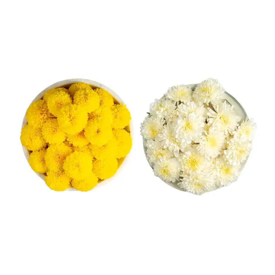 Chrysanthemum / Shevathi Flowers - White & Yellow, 100g