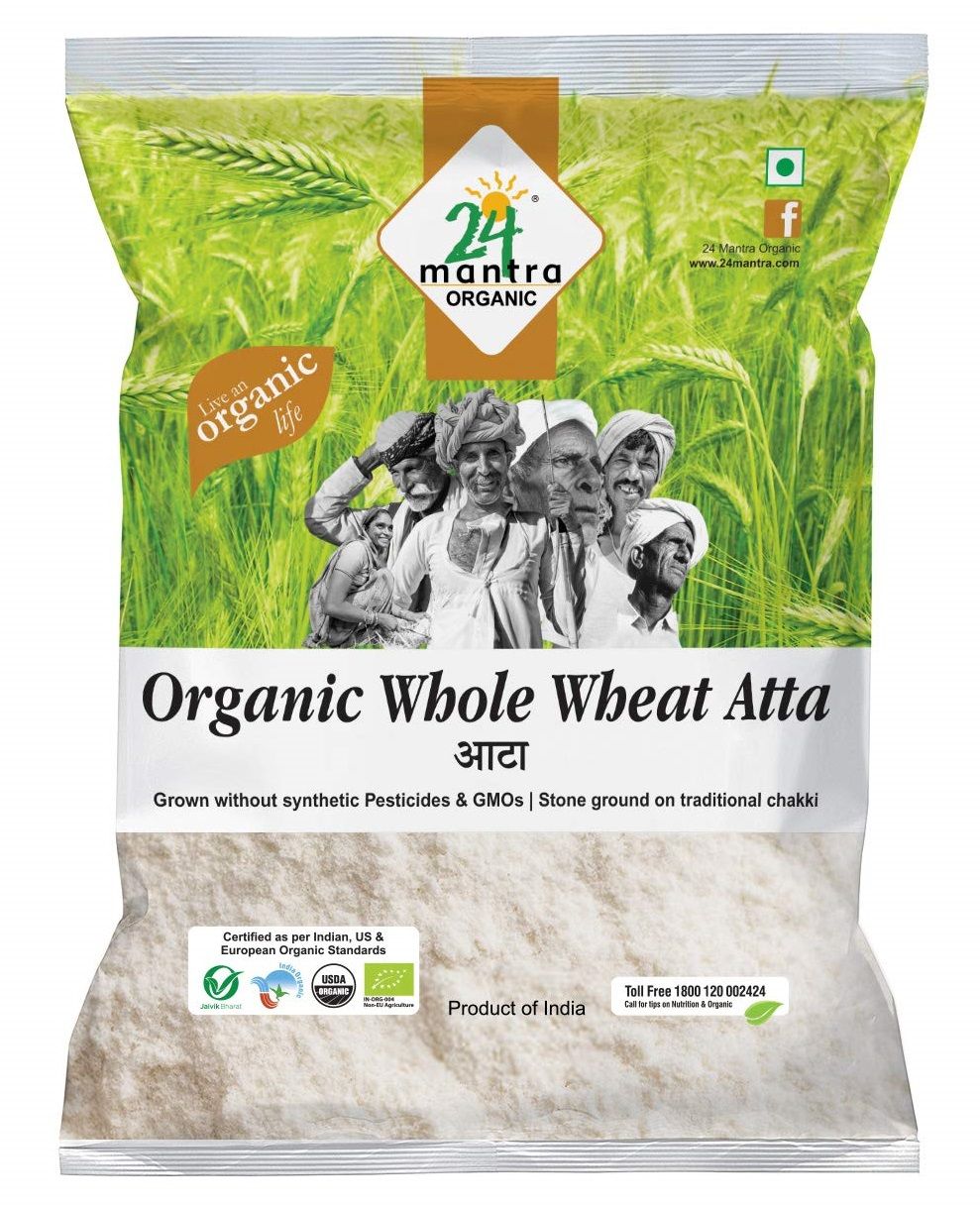 24 Mantra Organic Whole Wheat Atta Pouch, 1kg