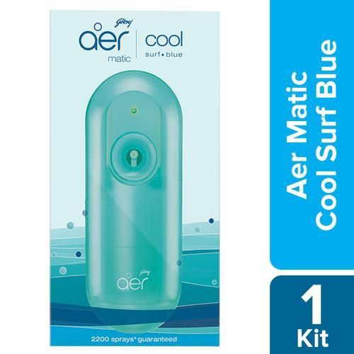 Godrej Aer Matic Air Freshener Machine With Refill - Cool Surf Blue, 225ml