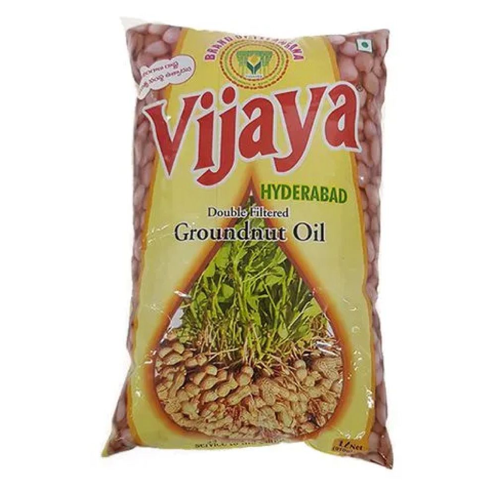 Vijaya Hyderbad Double Filtered Groundnut Oil Pouch, 1L