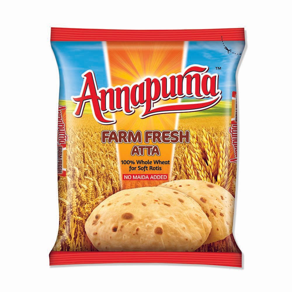 Annapurna Farm Fresh Whole Wheat Atta Pouch, 1kg