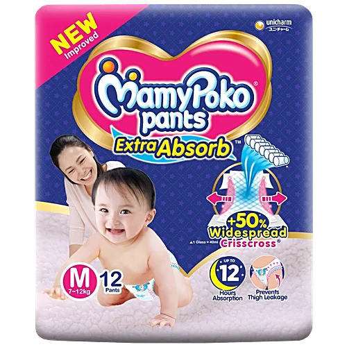 Mamypoko Pants Extra Absorb Diapers Pants - M, 12pc