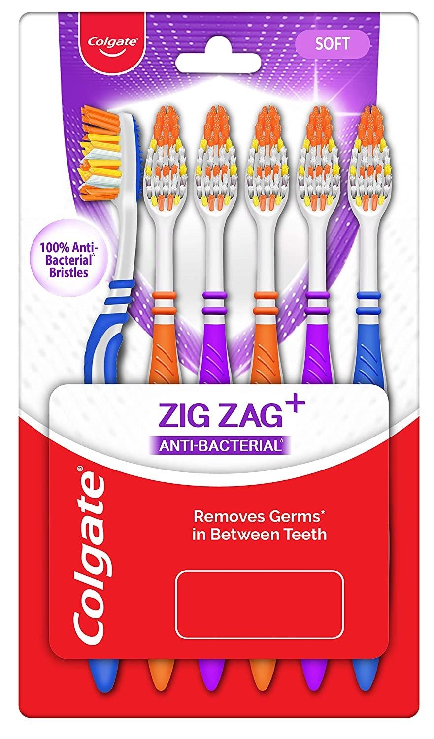 Colgate ZigZag Plus Anti Bacterial Toothbrush - Soft, 6pcs