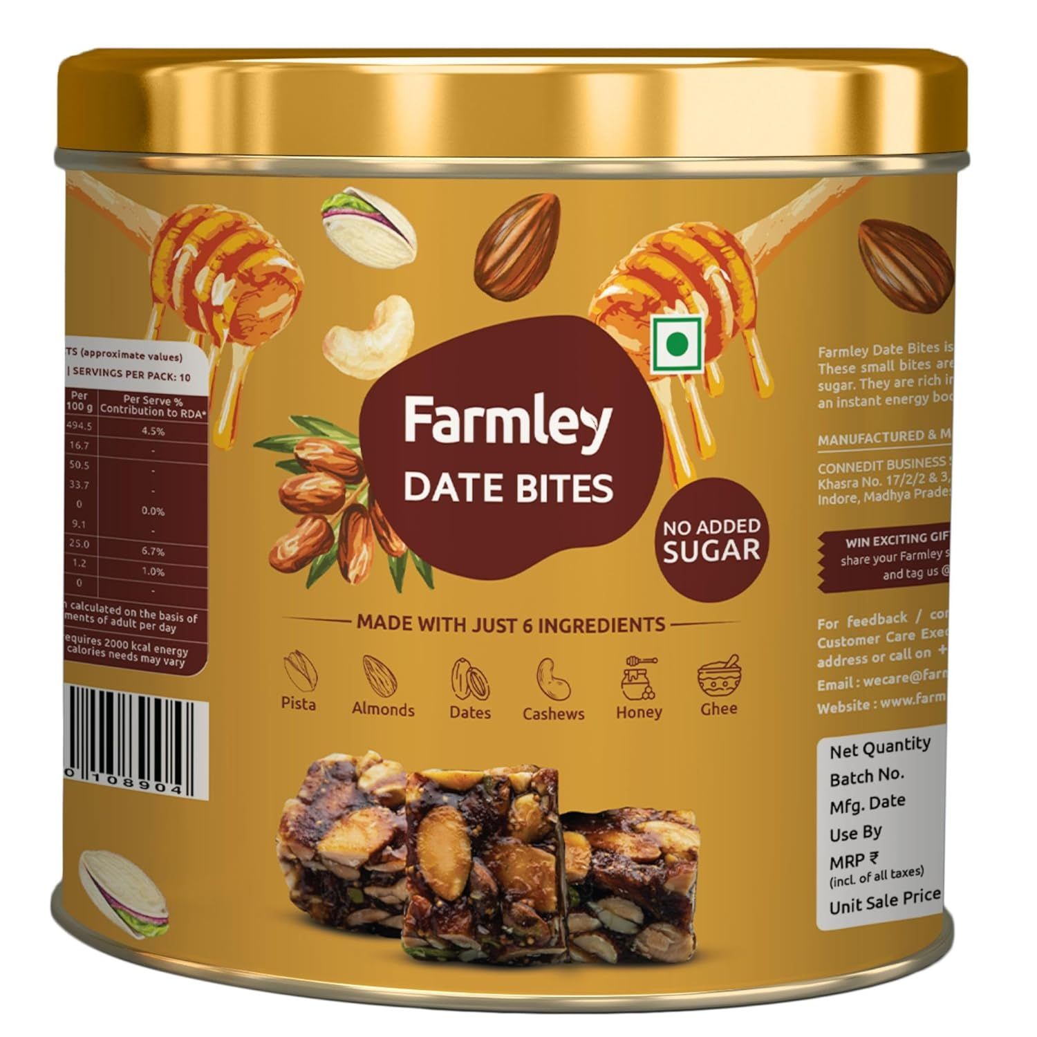 Farmley Date Bites Tin, 180g