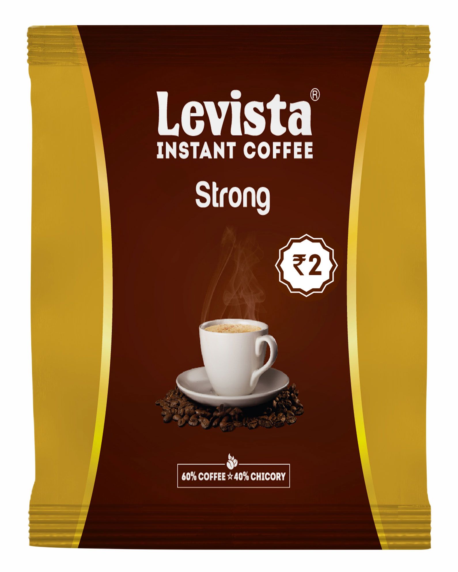 Levista Instant Coffee Powder Sachet - Strong, 2g (60% Coffee & 40% Chicory)