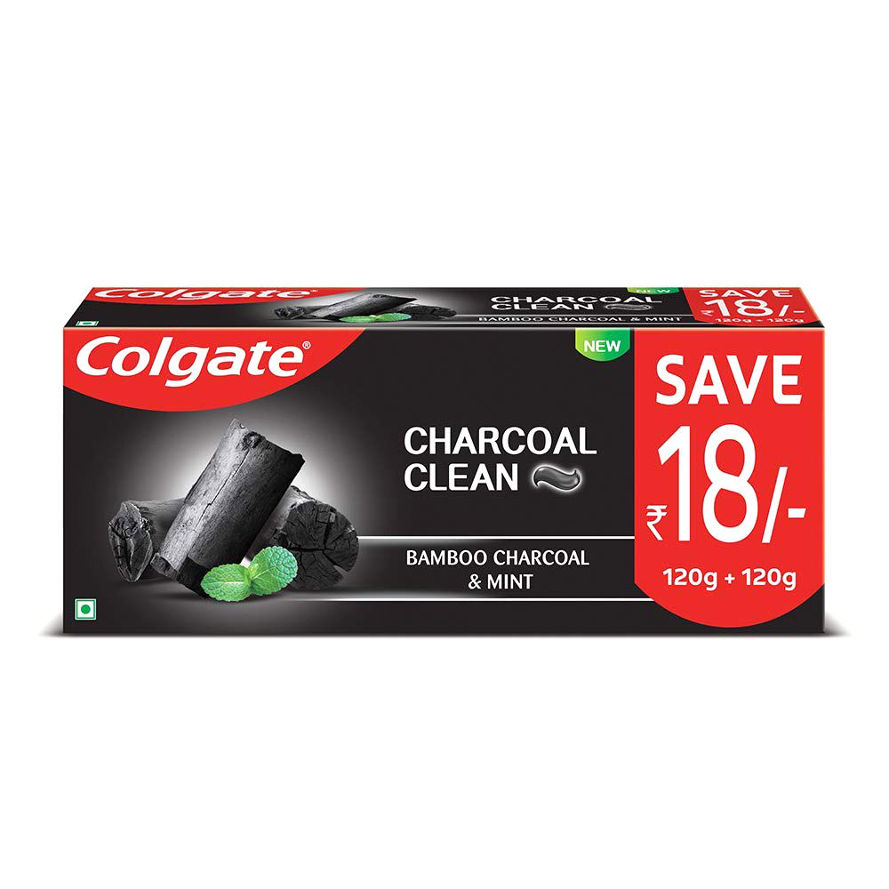 Colgate Charcoal Clean Toothpaste, 120g+120g