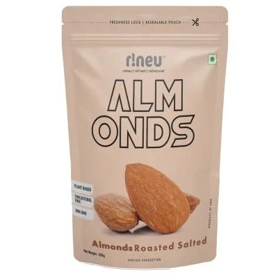 r!neu Premium Roasted & Salted Pouch - Almonds, 250g