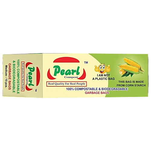 Pearl Biodegradable Garbage Bag - Medium, 15pc