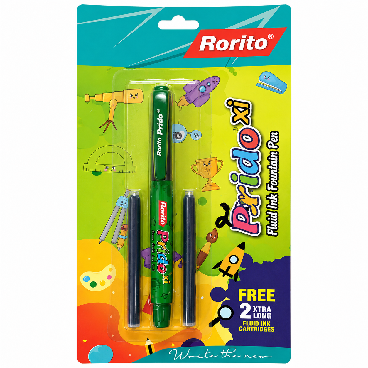Rorito Prido Fluid Ink Fountain Pen - Blue, 1pc