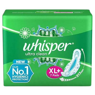 Whisper Sanitary Pad - Ultra Clean XL+, 7pc (1 Pad Free)