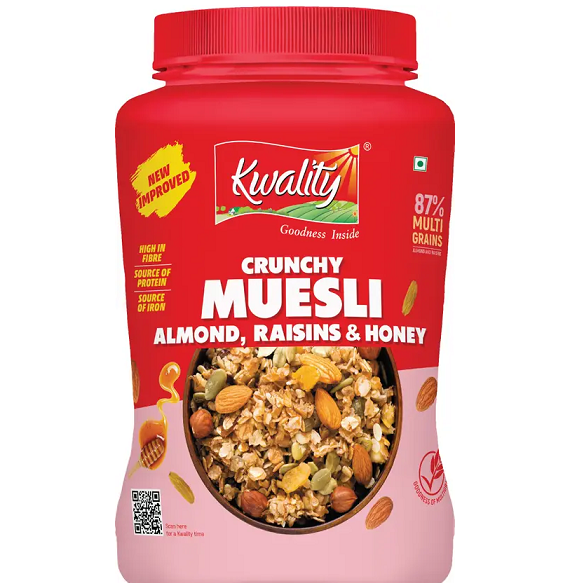Kwality Crunchy Muesli Jar - Almonds & Raisins, 1kg