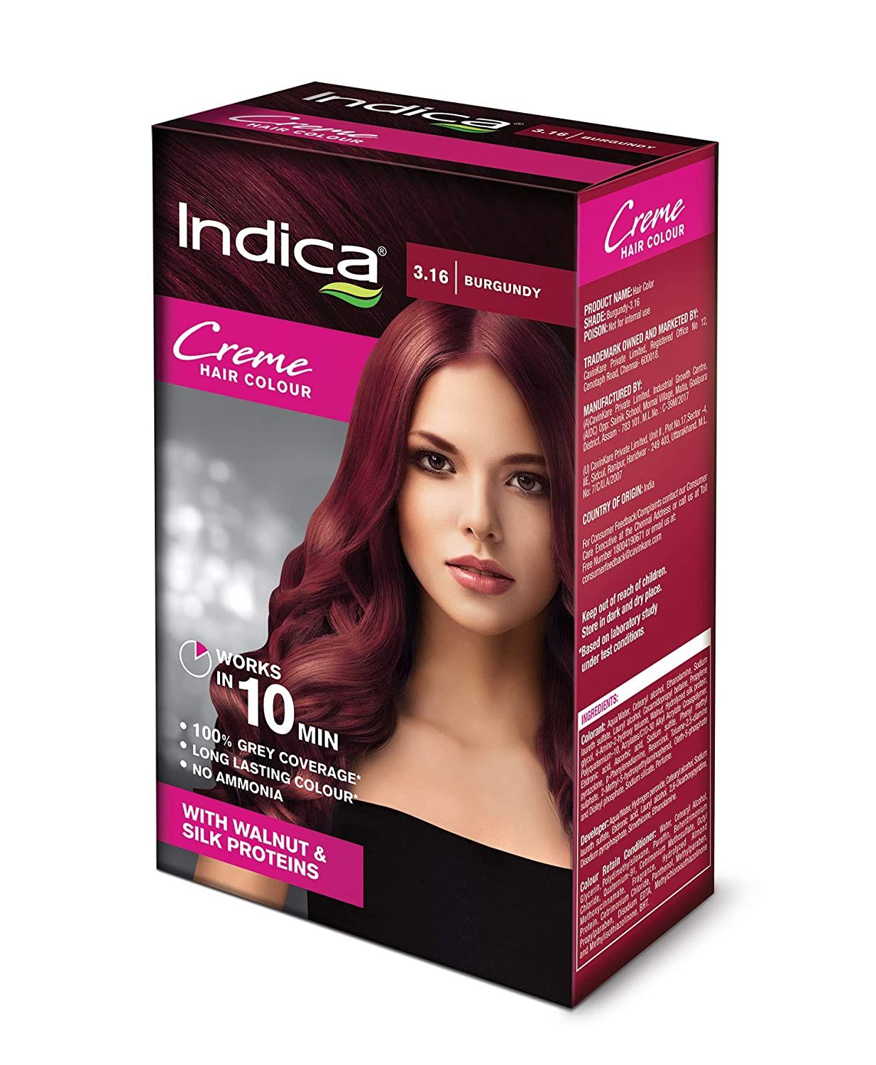 Indica Creme Hair Colour - Burgundy, 80ml