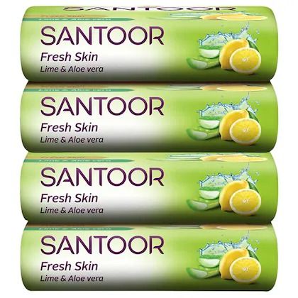 Santoor Aloe Fresh Soap - Aloe Vera & Lime, 125g (Set of 4)