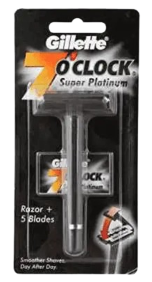 Gillette 7 O'Clock Super Platinum 2 Blades Razor, 1pc