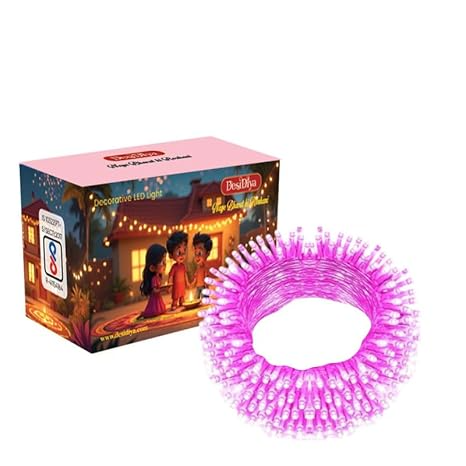 DesiDiya LED Decorative Rice Lights - Pink, 12m (1pc)
