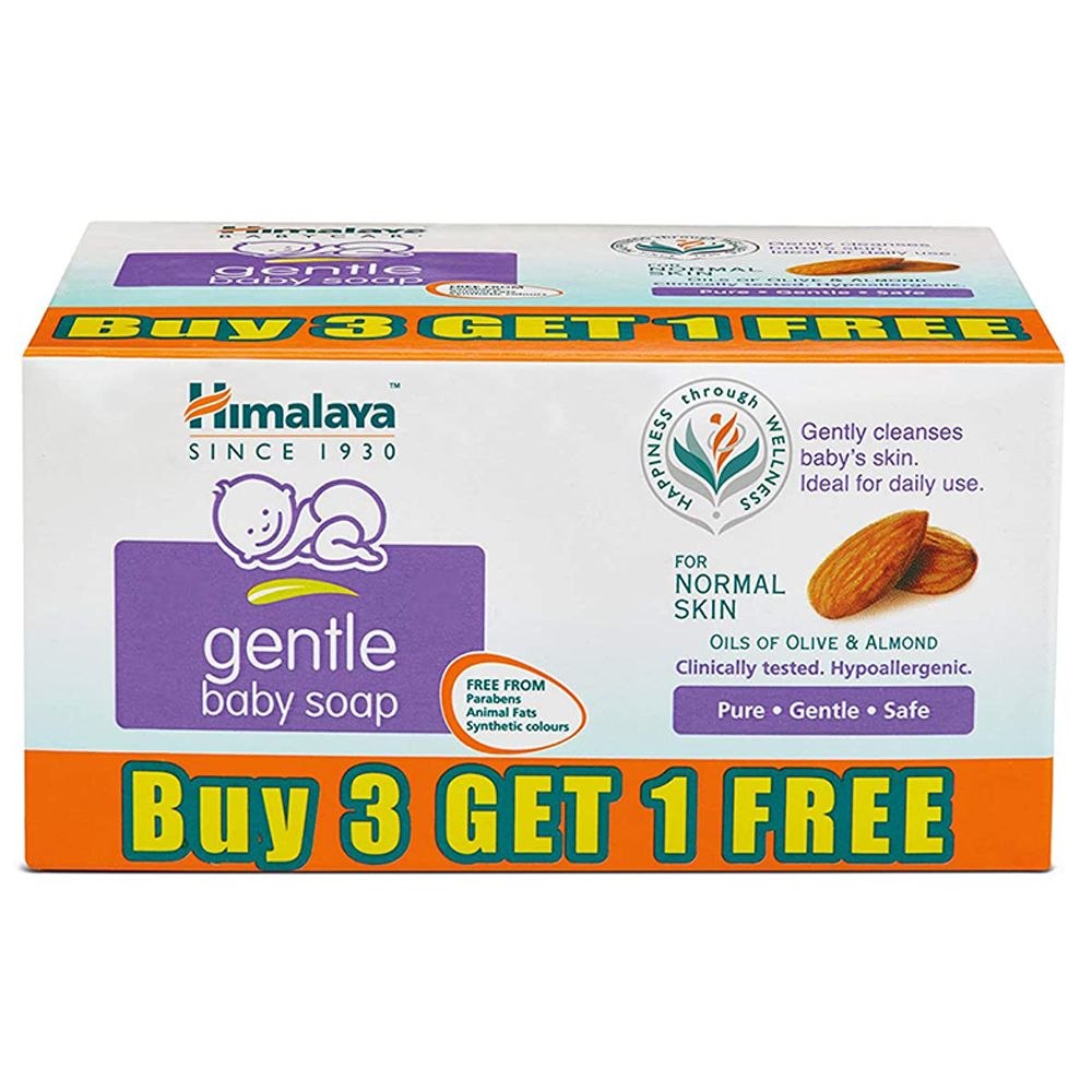 Himalaya Gentle Baby Soap - Almond & Olive Oil, 75g (Buy 3 Get 1 Free)