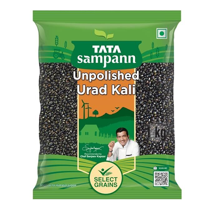Tata Sampann Unpolished Urad Kali Pouch - Whole, 1kg