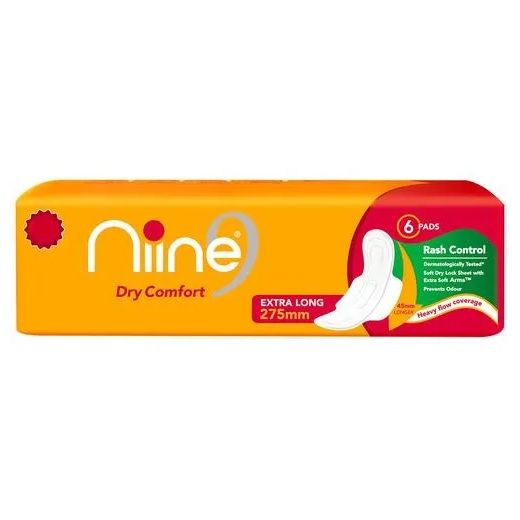 Niine Dry Comfort Sanitary Napkin - Extra Long, 6pcs