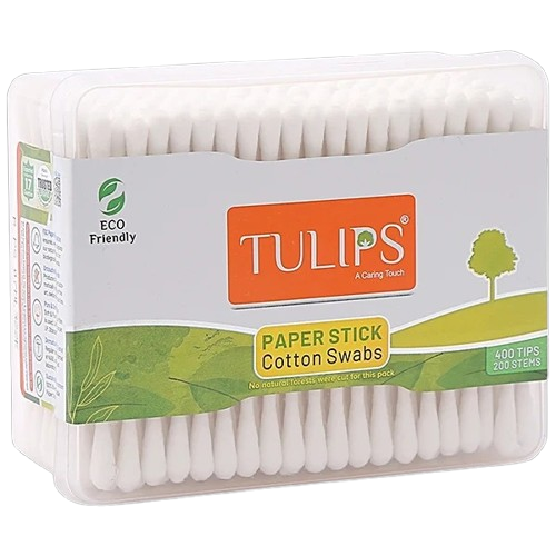 Tulips Cotton Buds Square Jar, 400pc