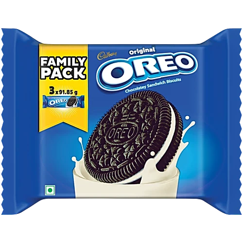 Cadbury Oreo Creme Sandwich Biscuit Family Pack - Vanilla, 91.85g (Set of 3)