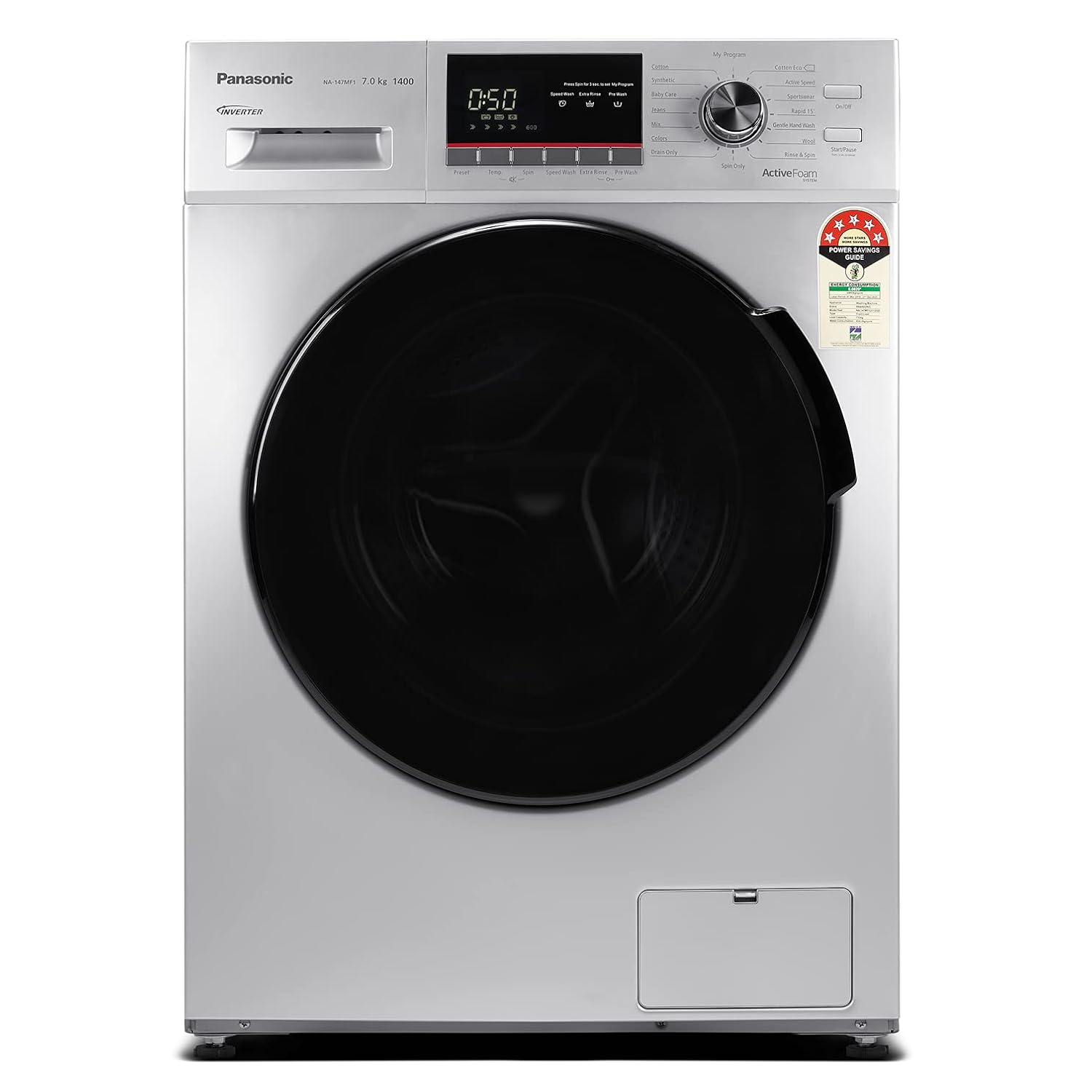 Panasonic | NA-147MF1L01 | 5 Star Inverter Front Load Washing Machine (7kg, Silver)