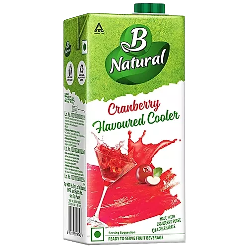 B Natural Fruit Juice Tetra Pack - Cranberry Flavoured Cooler, 1L