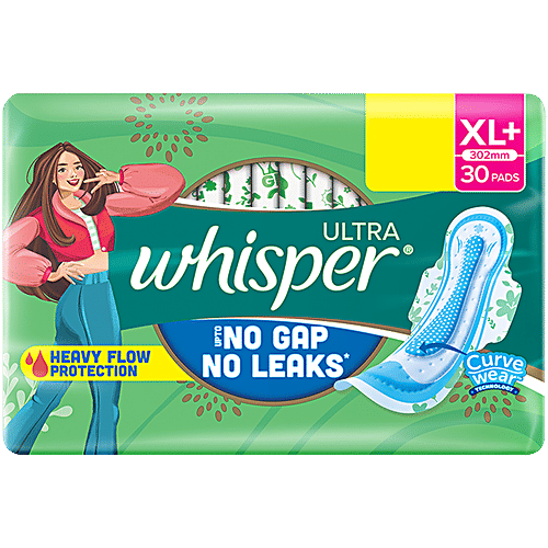 Whisper Ultra Up To No Gap No Leaks Sanitary Pads - XL, 30pc