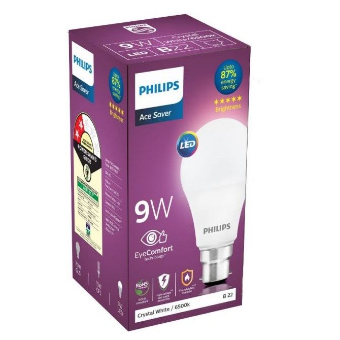 Philips Ace Saver LED Bulb 9w B22 - Crystal White