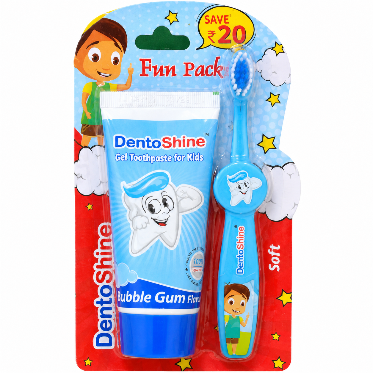 Dento Shine Kid Toothpaste Gel - Bubble Gum Flavour, 80g