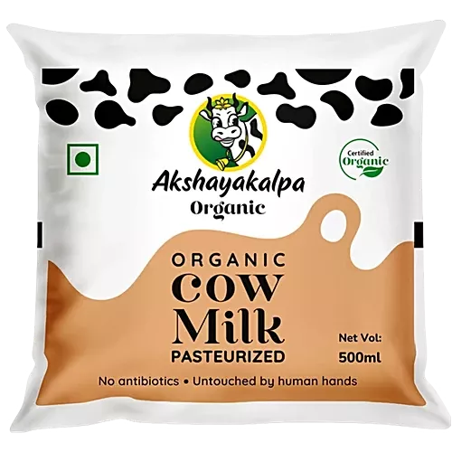 Akshayakalpa Pasteurized Cow Milk Pouch, 500ml