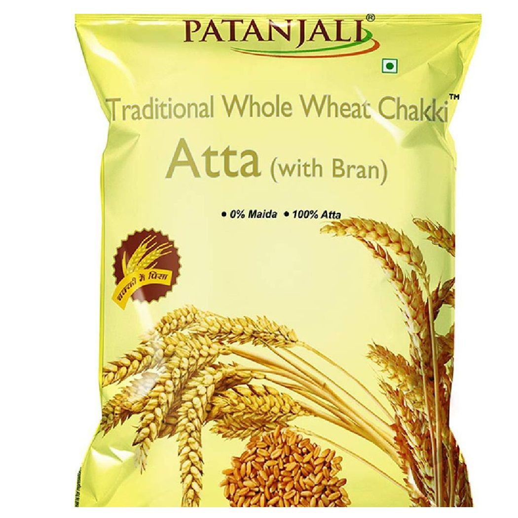 Patanjali Traditional Whole Wheat Chakki Atta With Bran, 1kg
