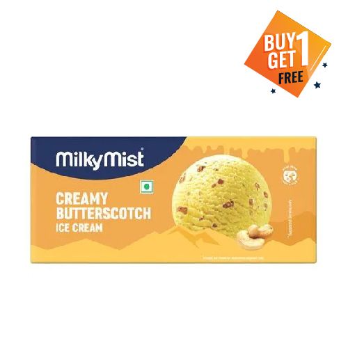 Milky Mist Ice Cream Carton - Creamy Butterscotch, 700ml (Buy 1 Get 1 Free)
