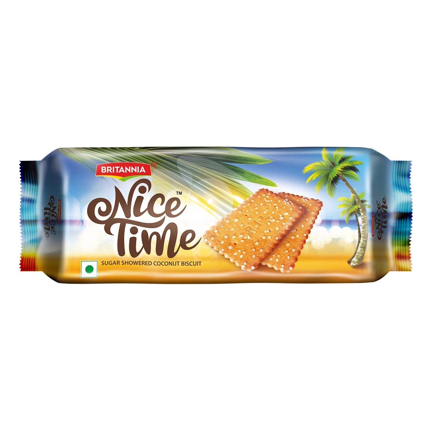 Britannia Nice Time Biscuit - Sugar Showered Coconut Biscuit, 136.5g