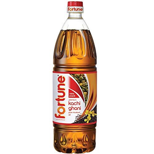 Fortune Kachi Ghani Pure Mustard Oil PET Bottle, 910g