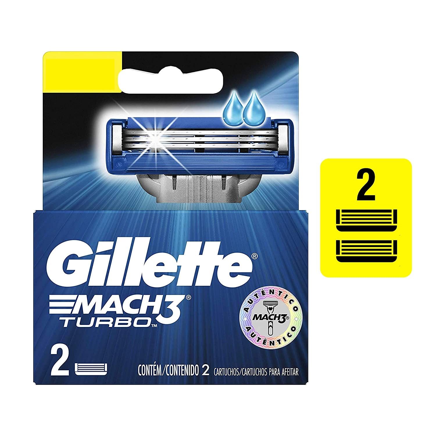 Gillette Mach 3 Turbo Cartridge, 2pc