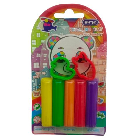 Inzo Modelling Clay, 60g (5 Colours With 2 Mini Moulds)