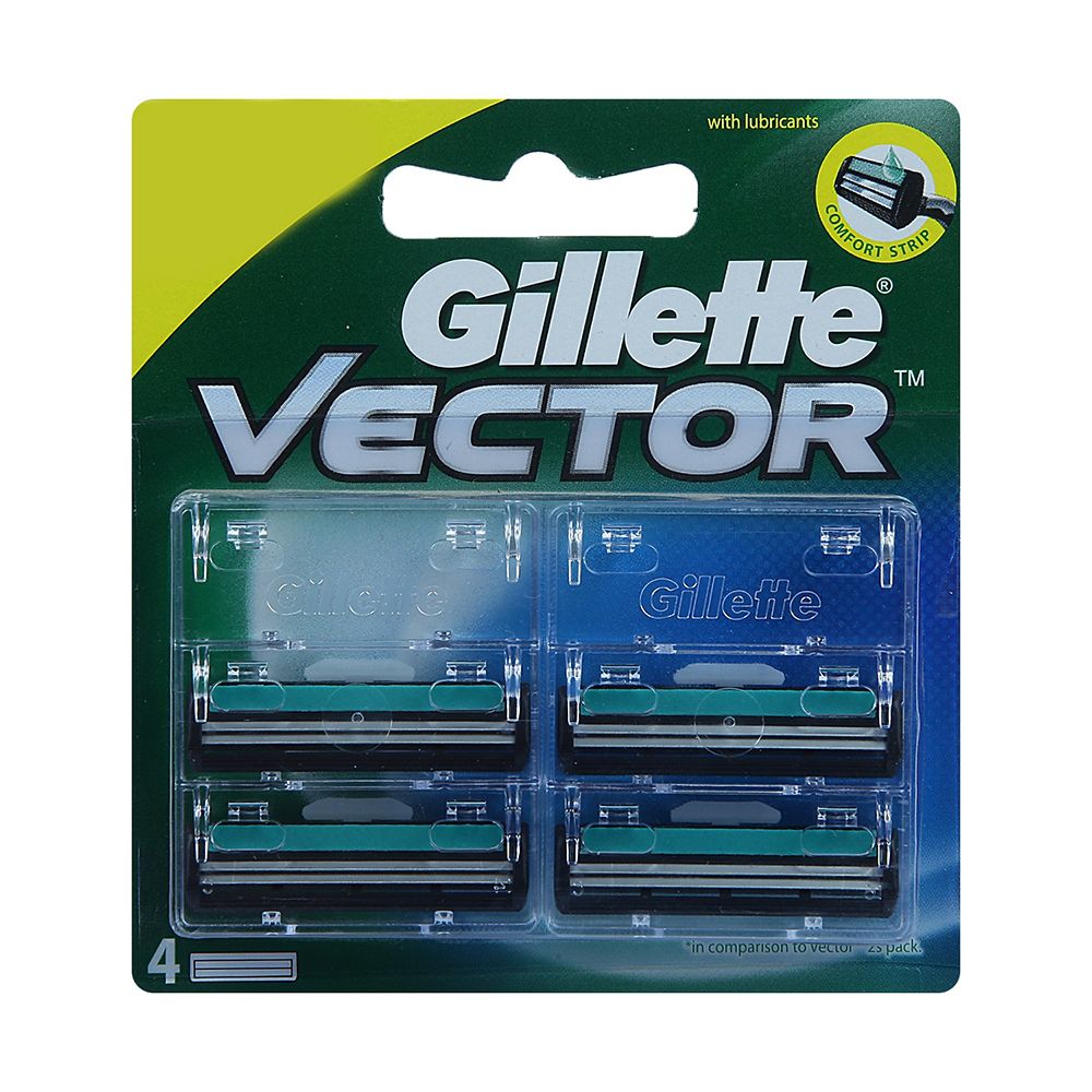 Gillette Vector Plus - Manual Shaving Razor Blades Cartridge, 4pc