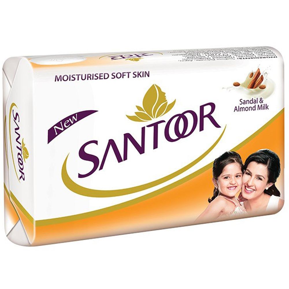 Santoor White Soap - Sandal & Almond Milk, 44g