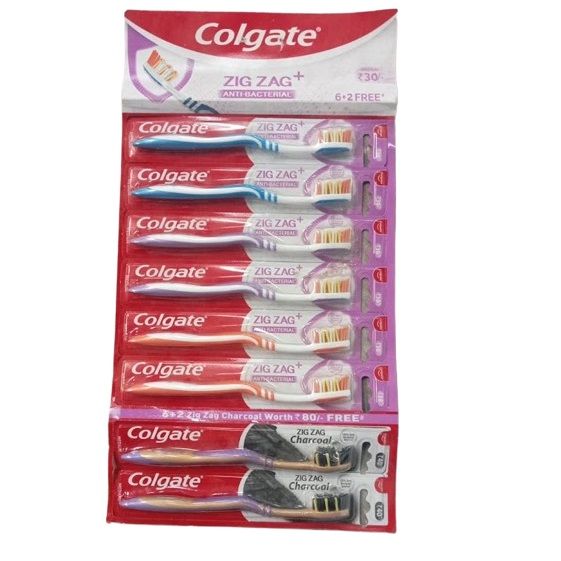 Colgate Zig Zag + Toothbrush - Medium (Buy 6 Get 2 Charcoal Toothbrush Free)