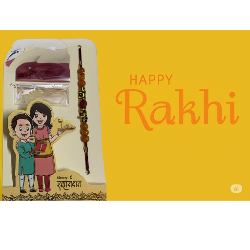 Rakhi With Thali Roli Chawal - Royal Elephant Beaded, 1pc