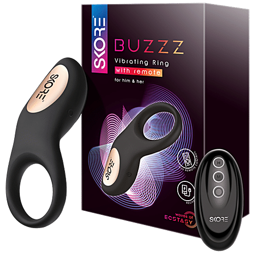 Skore Buzzz Rechargeable Vibrating Ring With Remote For Him & Her, 1pc