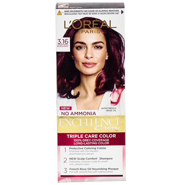 Loreal Paris Excellence Creme Hair Colour - Burgundy 3.16, 25ml + 25g