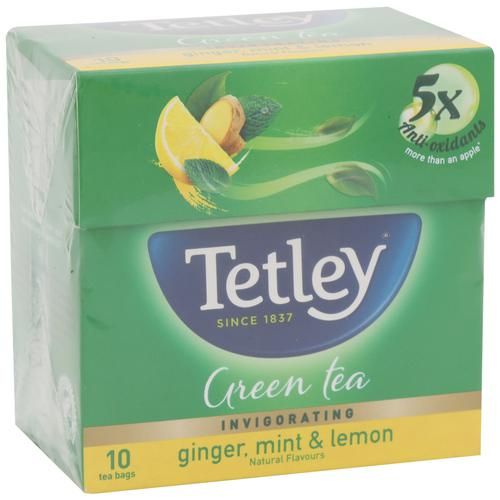 Tetley Green Tea - Ginger Mint Lemon, 1.5g (10 Bags)